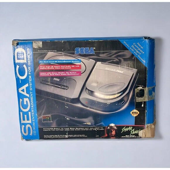 Sega CD Console w/Model 2 Sega Genesis in the Box with AV & Power Connections